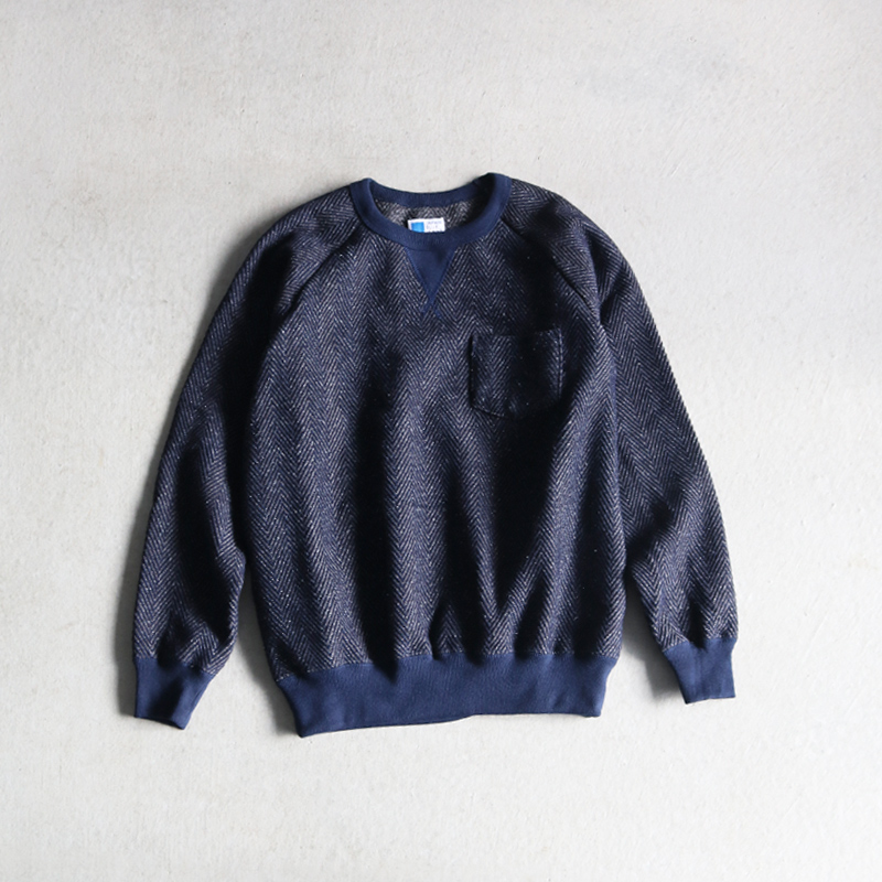 Herringbone Tweed Denim Sweatshirt