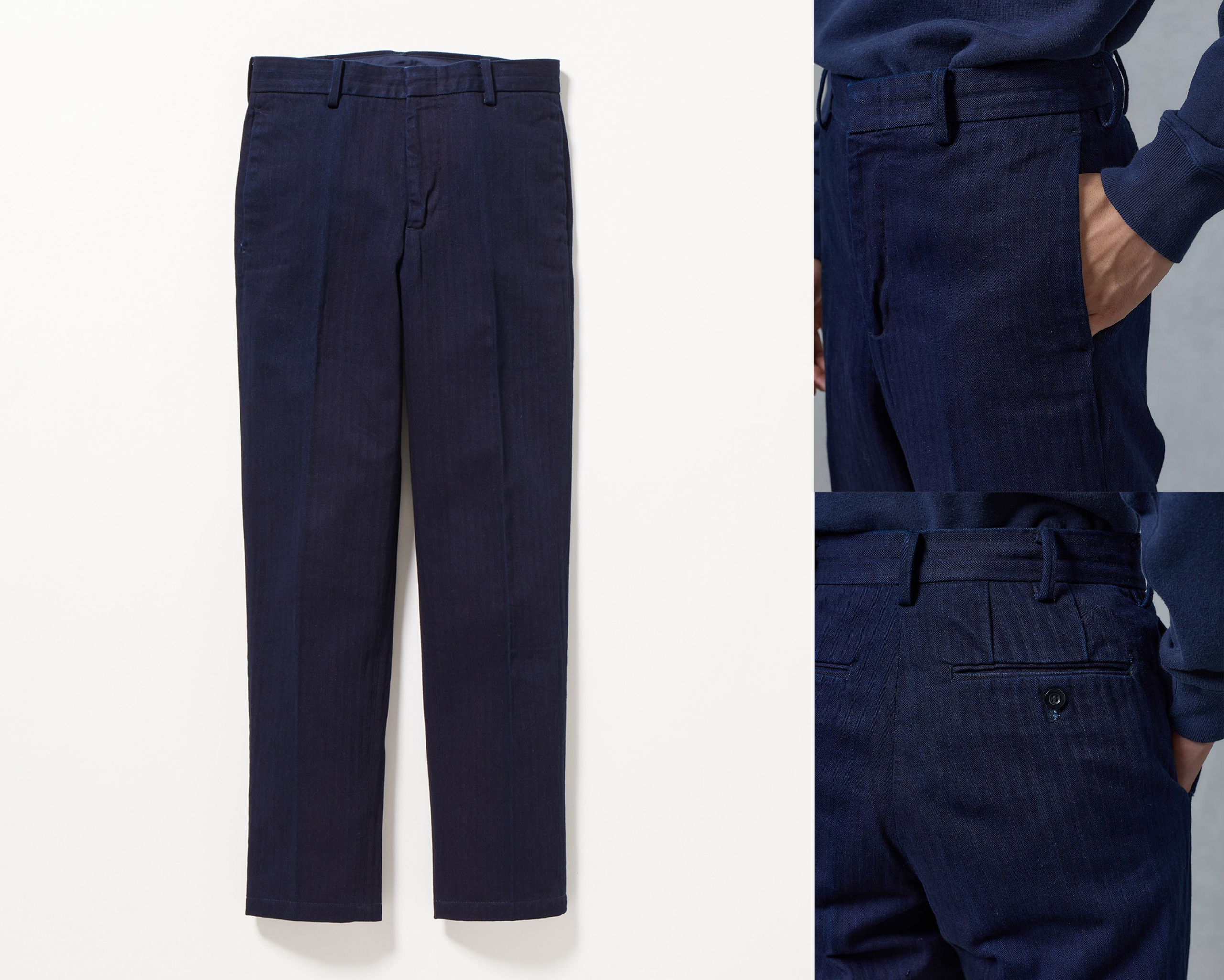 INDIGO HERRINGBONE TROUSER